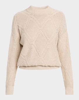 Autumn Cashmere Ribbed and Boucle Knit Diamond Sweater