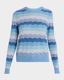 Autumn Cashmere Scalloped Pointelle-Knit Cashmere Sweater