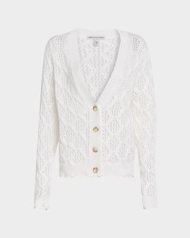Autumn Cashmere Scalloped Pointelle Diamond Knit Cardigan