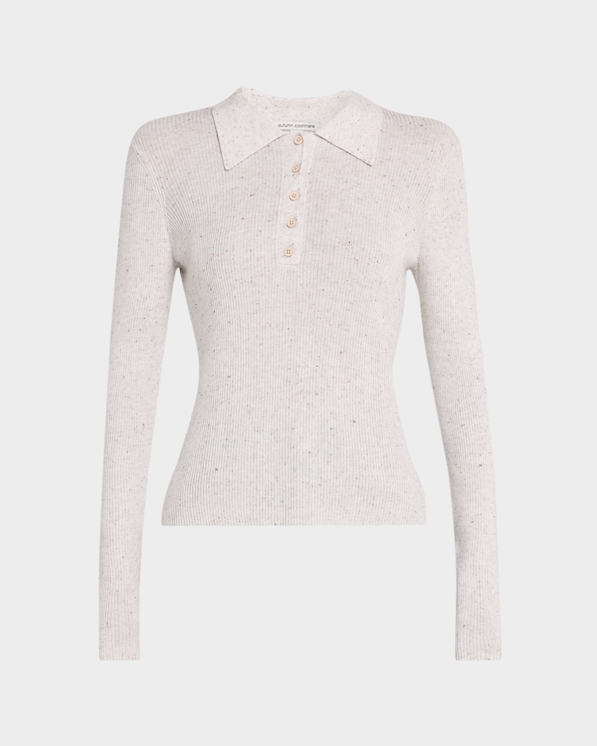 Autumn Cashmere Speckled Rib Knit Polo Sweater