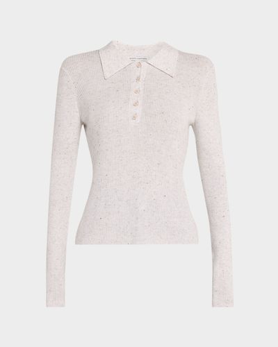 Autumn Cashmere Speckled Rib Knit Polo Sweater