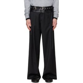a.v. vattev a.v. vattev Black Double Leather Belt Pleated Trousers