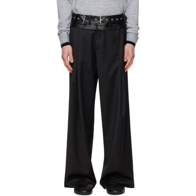 a.v. vattev a.v. vattev Black Double Leather Belt Pleated Trousers