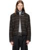 a.v. vattev a.v. vattev Brown & Black Detachable Collar-Belt Wool Jacket - 1