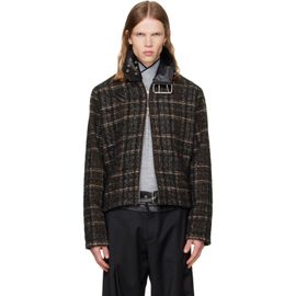 a.v. vattev a.v. vattev Brown & Black Detachable Collar-Belt Wool Jacket