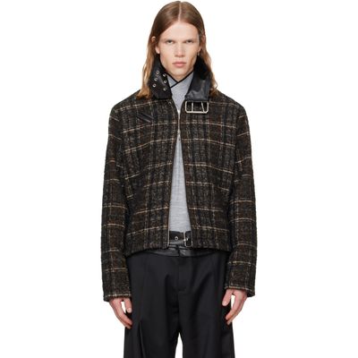 a.v. vattev a.v. vattev Brown & Black Detachable Collar-Belt Wool Jacket