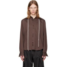 a.v. vattev a.v. vattev Brown Detachable Collar Scarf Shirt