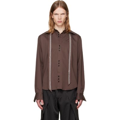 a.v. vattev a.v. vattev Brown Detachable Collar Scarf Shirt