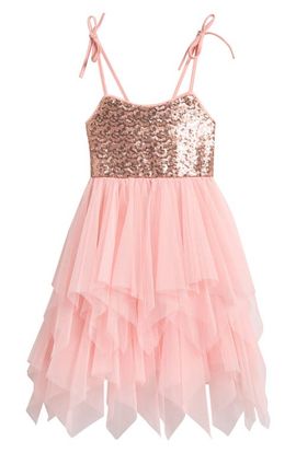 Ava & Yelly Ava & Yelly Kids' Sequin & Tulle Handkerchief Hem Dress