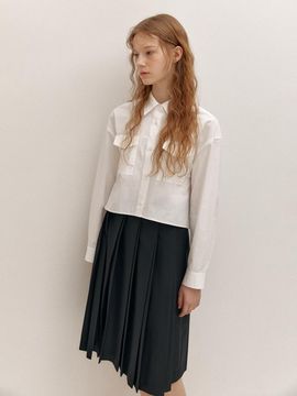 AVA MOLLI Classic Pleated Midi Skirt (Black)