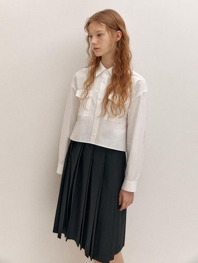 AVA MOLLI Classic Pleated Midi Skirt (Black)