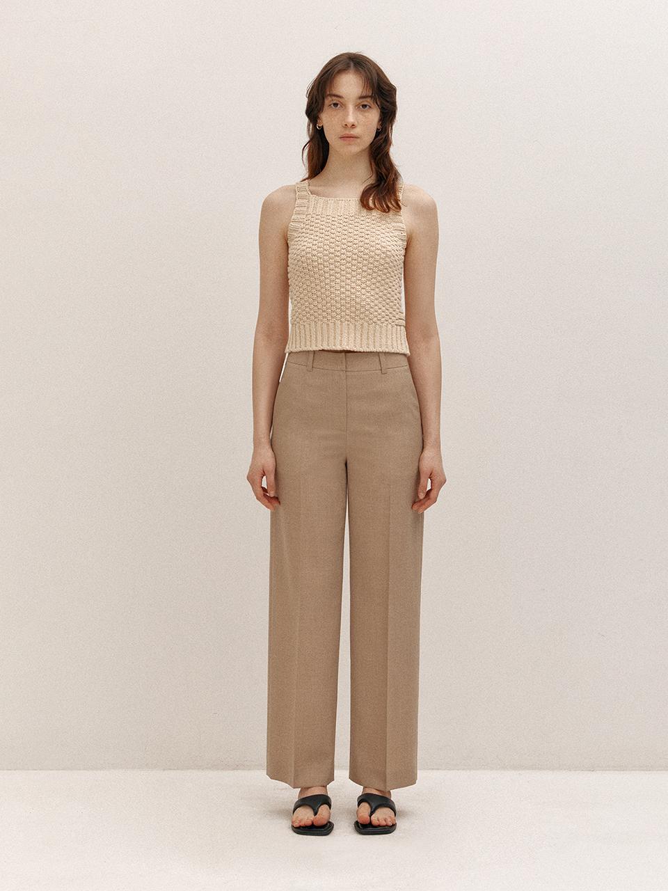 AVA MOLLI Classic Semi Wide Slacks (Beige)
