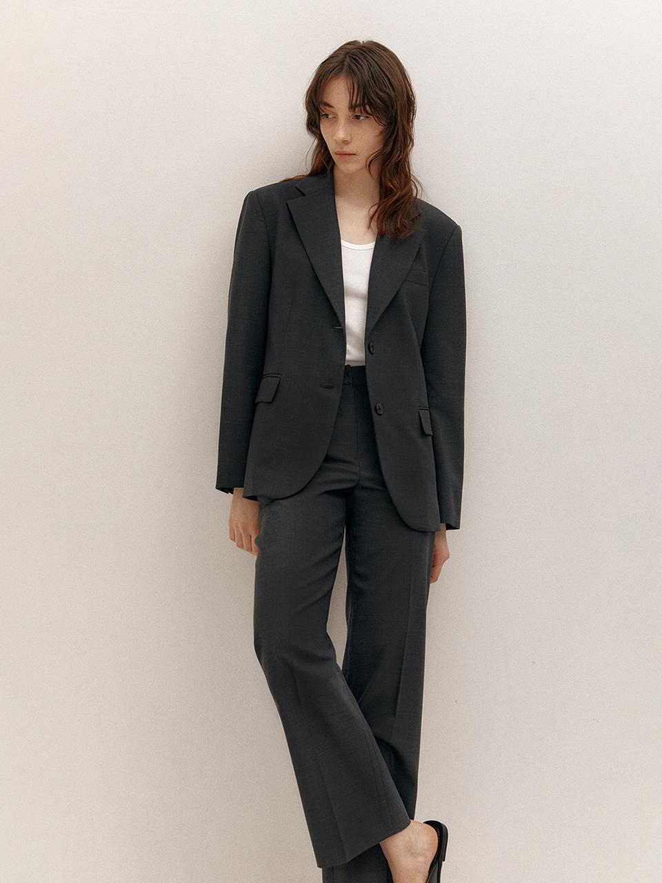 AVA MOLLI Classic Semi Wide Slacks (D/Grey)