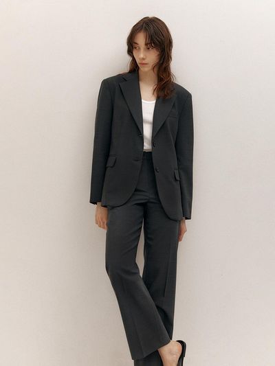 AVA MOLLI Classic Semi Wide Slacks (D/Grey)