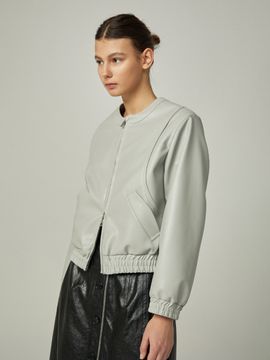 AVA MOLLI Faux Leather Blouson Jacket_Grey