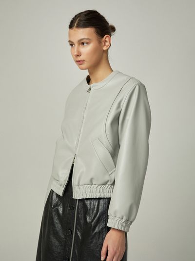AVA MOLLI Faux Leather Blouson Jacket_Grey