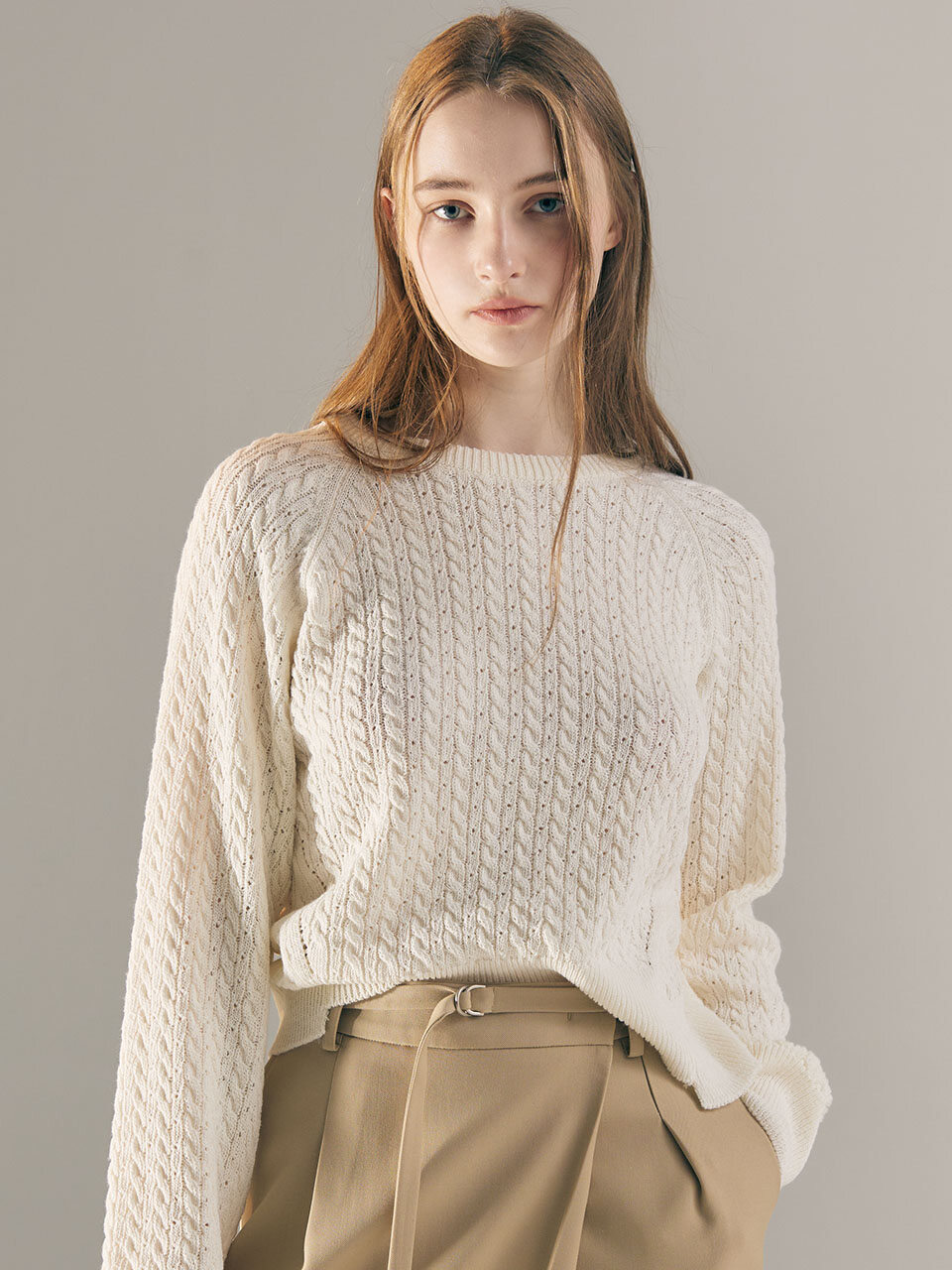 AVA MOLLI Italy Cotton Cable Sweater