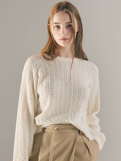 AVA MOLLI Italy Cotton Cable Sweater