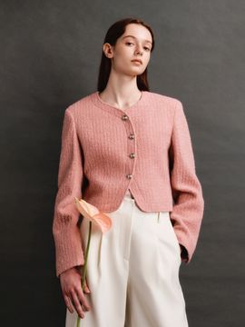 AVA MOLLI Neck Cropped Jacket (Pink)