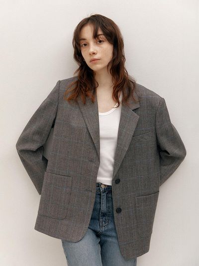 AVA MOLLI Out Pocket Oversize Jacket (Grey Check)