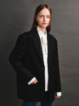 AVA MOLLI Oversized Two-button Jacket (Black)