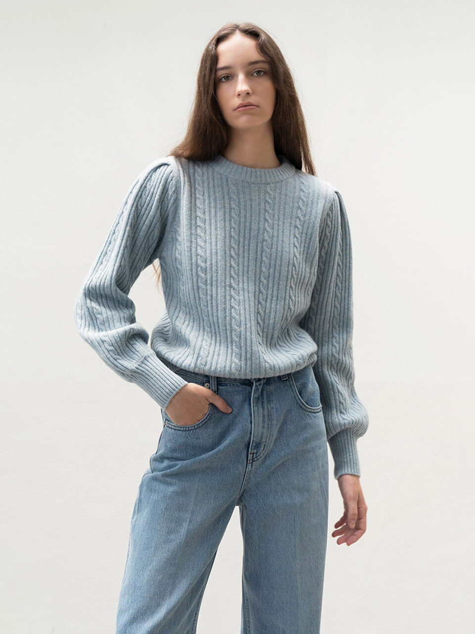 AVA MOLLI Premium Semi Wide Jeans (L/Blue)
