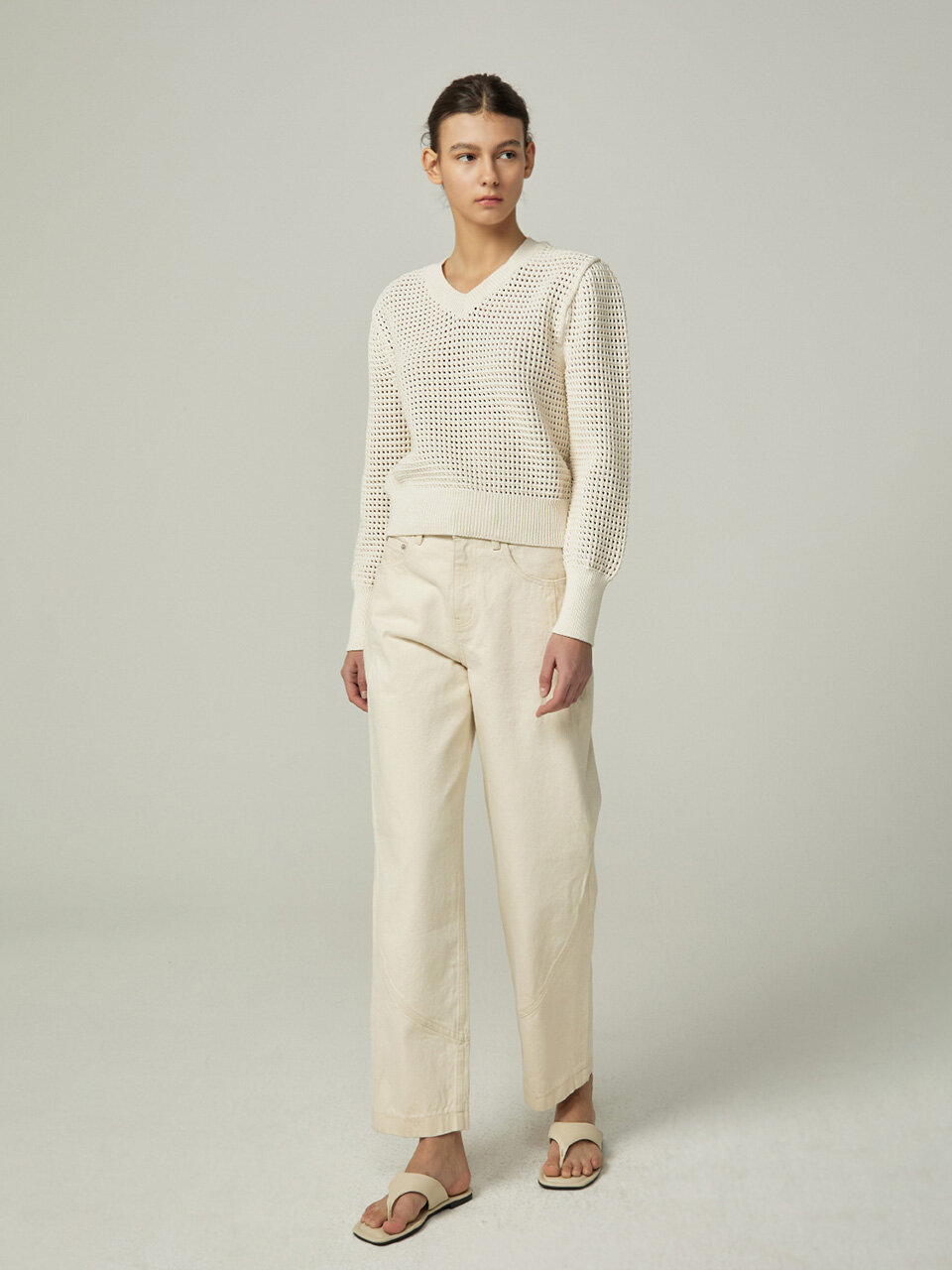 AVA MOLLI Scotch Punching Pullover Knit_Natural