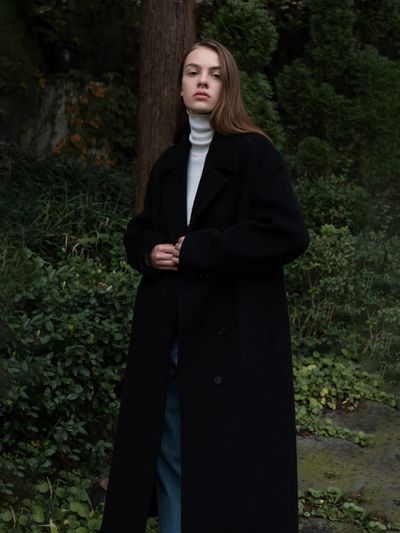 AVA MOLLI Semi A-line Double Coat (Black)