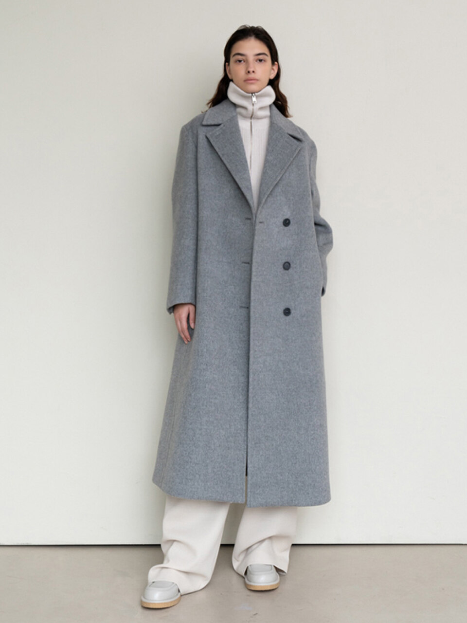 AVA MOLLI Semi A-line Double Coat (Grey)