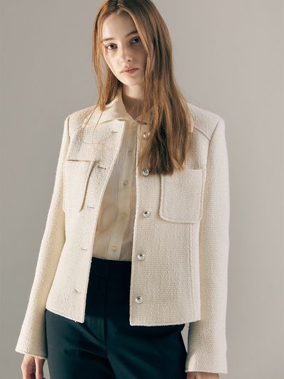 AVA MOLLI Slim-fit Single Tweed Jacket