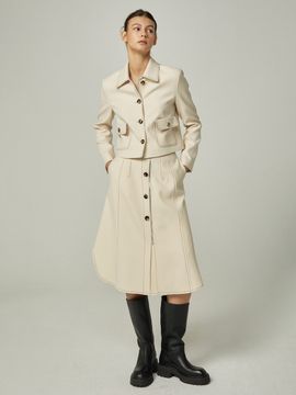 AVA MOLLI Stitch Detail Zip Skirt