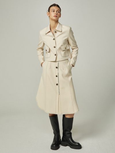 AVA MOLLI Stitch Detail Zip Skirt