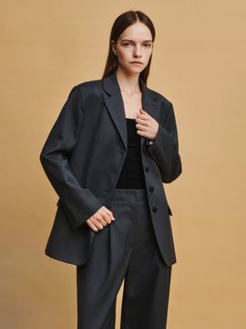 AVA MOLLI Straight Four-Button Jacket (Dark Gray)