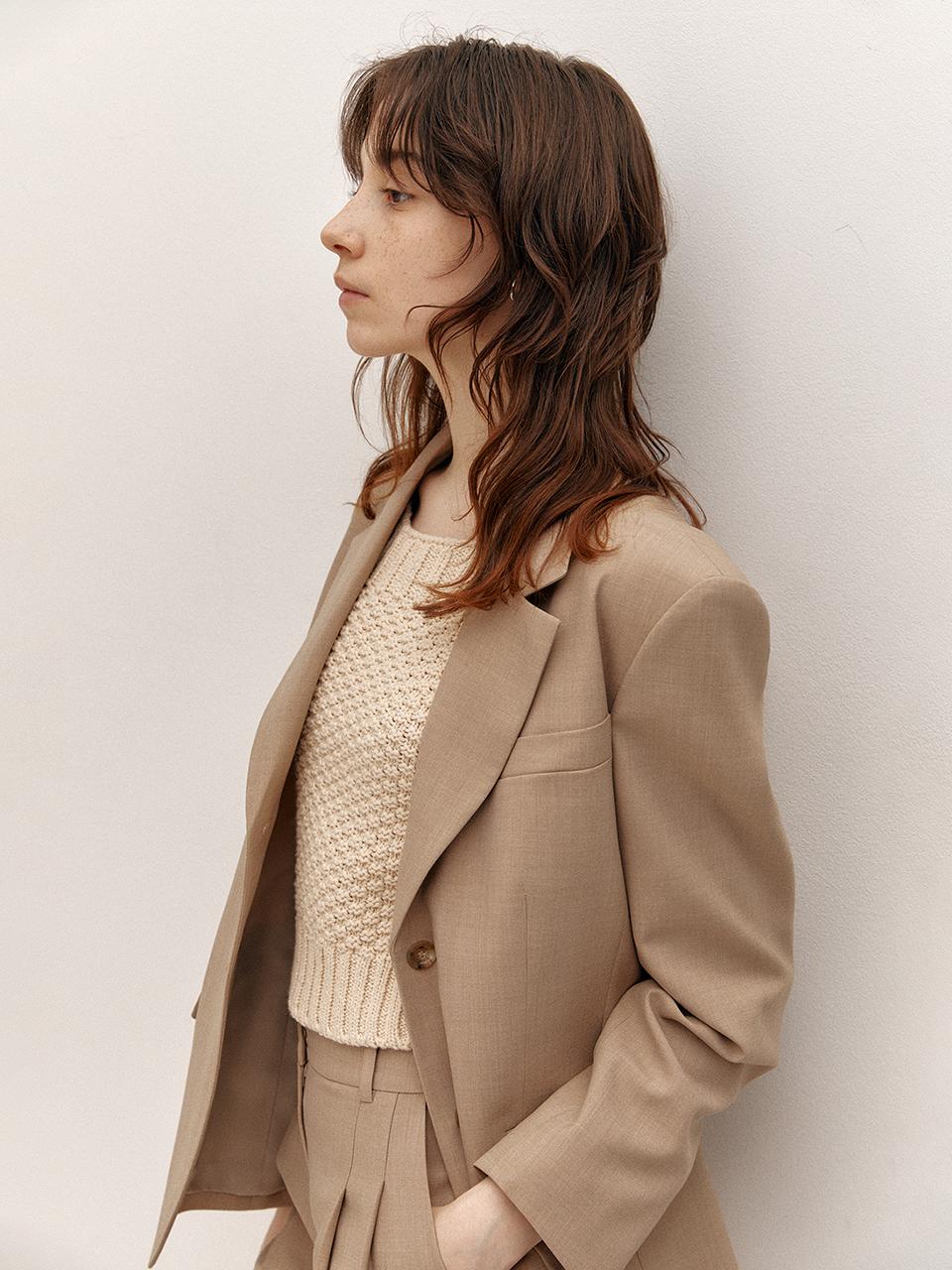 AVA MOLLI Tailored Single Semi Overfit Jacket (Beige)