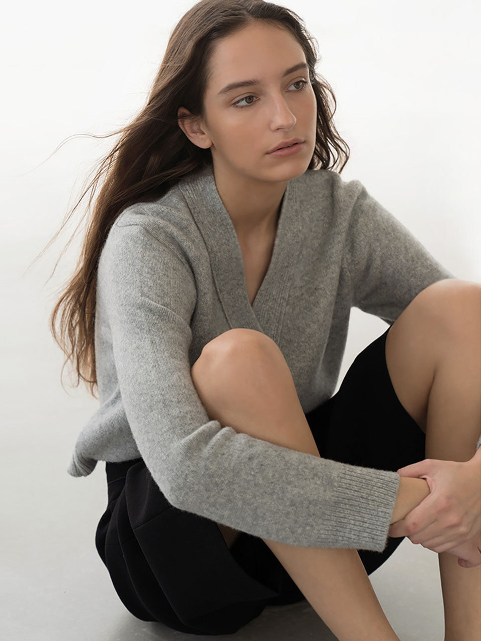 AVA MOLLI V-neck Cardigan (MEL.GREY)
