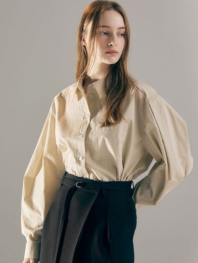 AVA MOLLI Volume Sleeve Oversize Top (Beige)