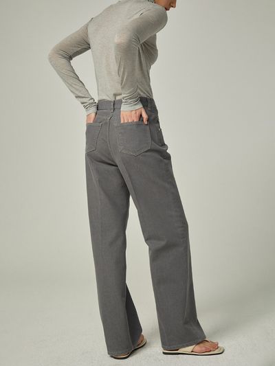 AVA MOLLI Washed Color Wide Jeans_Grey