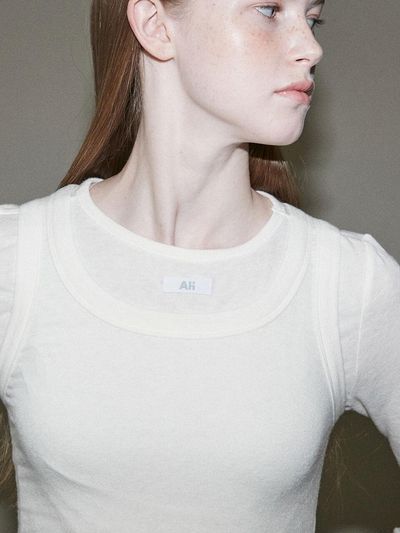AVAM HOME Layered Label Long Sleeve Two-Piece Set [Ivory]