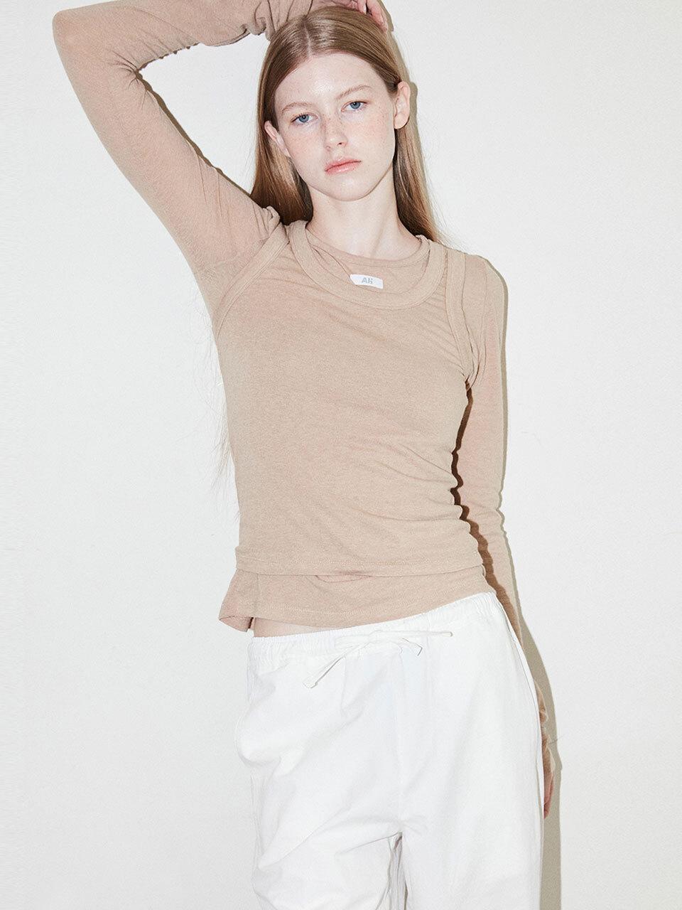 AVAM HOME Layered Long Sleeve Two-Piece Set [Beige]