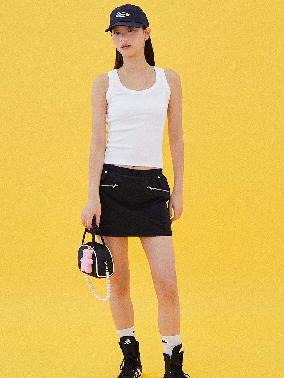 AVAM HOME Pocket Stretchy Mini Skirt [Black]