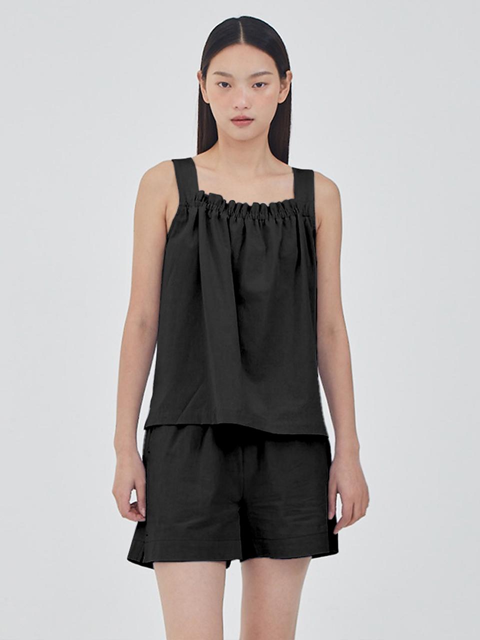 AVAM HOME Shirring Cotton Sleeveless Top [Black]