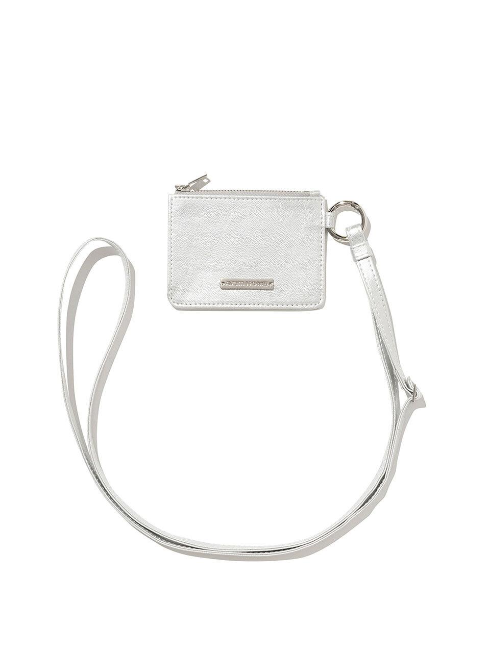 AVAM HOME Textured Faux Leather Keyring Card Wallet [Silver]