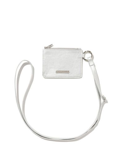 AVAM HOME Textured Faux Leather Keyring Card Wallet [Silver]
