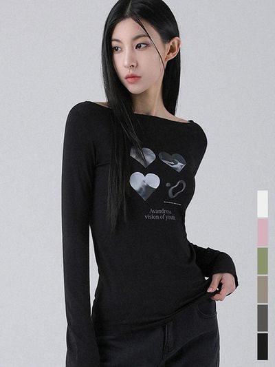 AVANDRESS Boat Neck Slim Fit Long Sleeve T-shirt