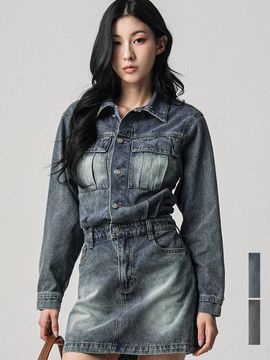 AVANDRESS Brush Denim High-Density Mini Dress