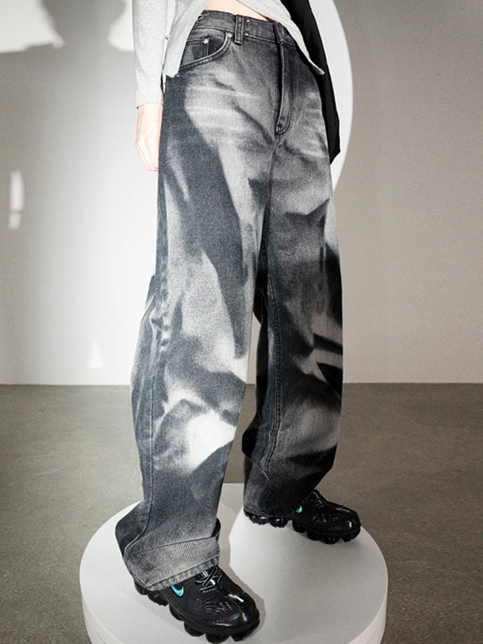 AVANDRESS Cotton T.D.I. Buckle Denim Pants [BLACK]