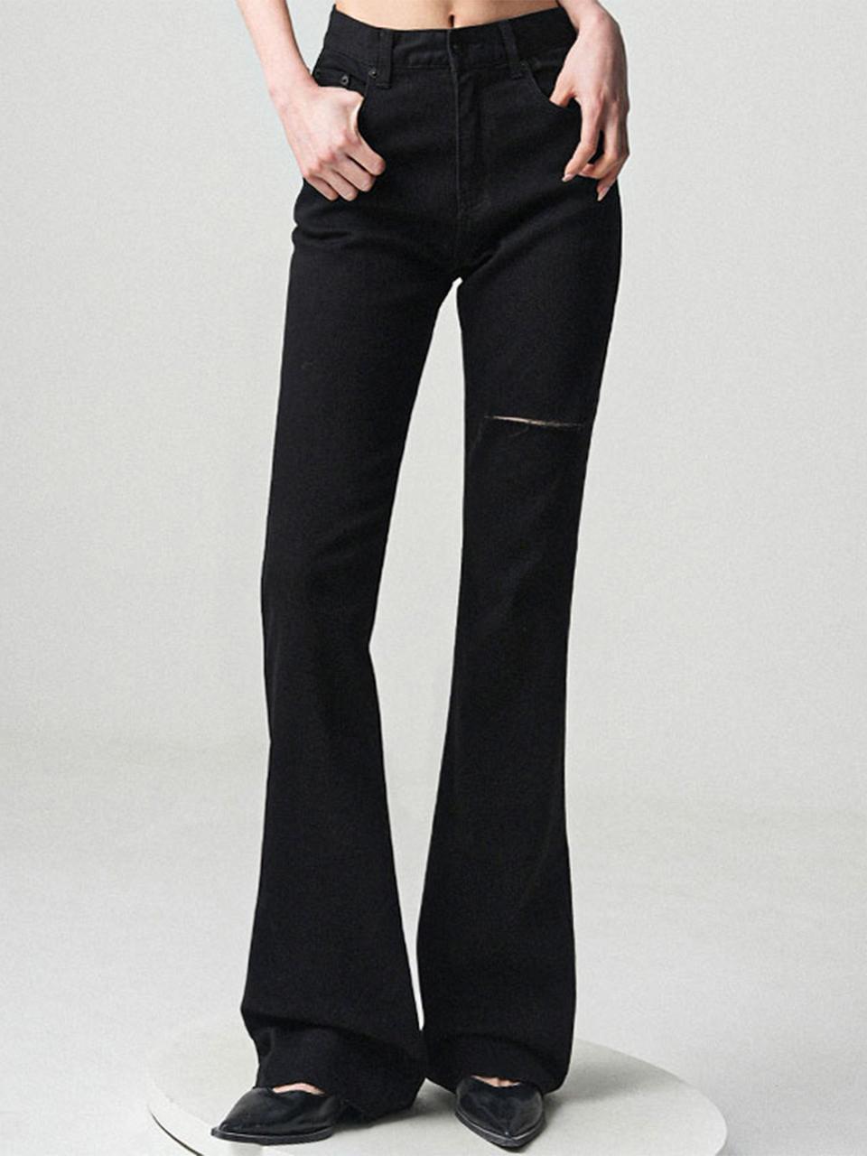 AVANDRESS Cutting Bootscut Denim Pants [Black]