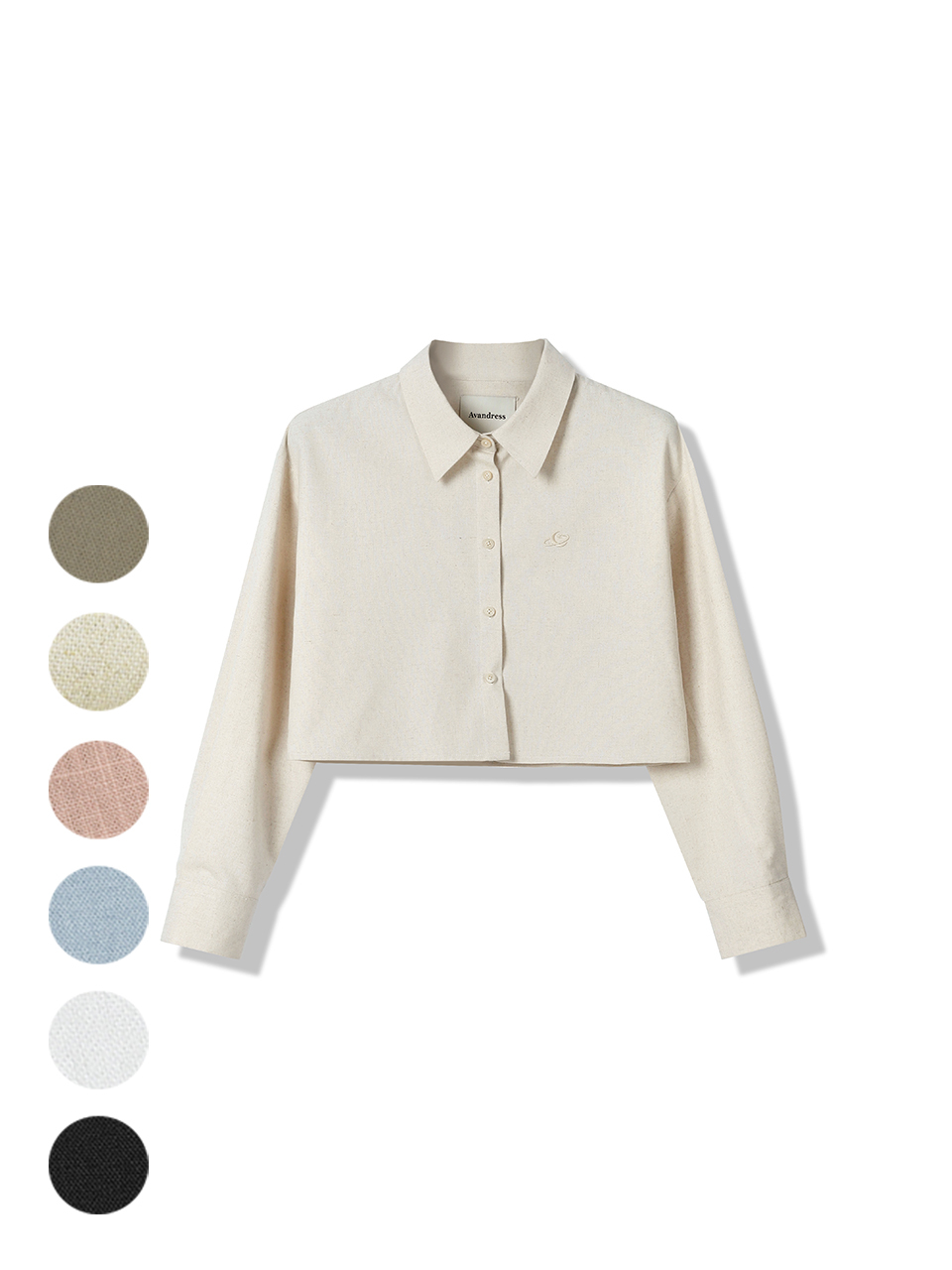 AVANDRESS French Linen Loose Fit Crop Shirt