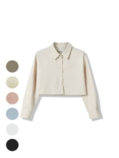 AVANDRESS French Linen Loose Fit Crop Shirt