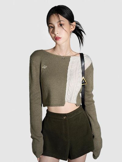 AVANDRESS Half Patchwork Cozy Blend Sweater - 5COL